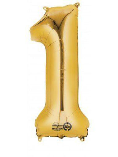 Picture of FOIL BALLOON NUMBER 1 GOLD 16 INCH